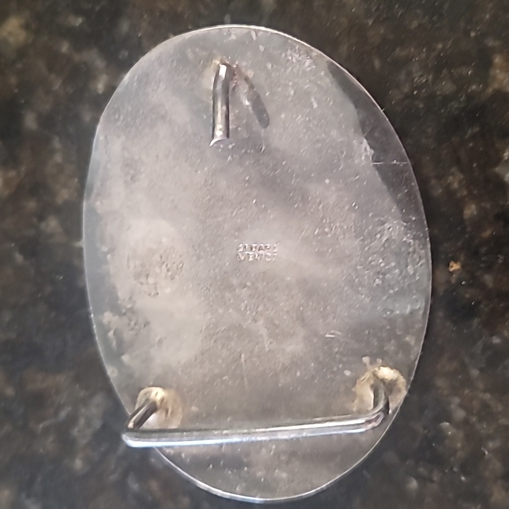 Silver Leaf Belt Buckle with Abalone Inlay Unisex - Picture 3 of 4